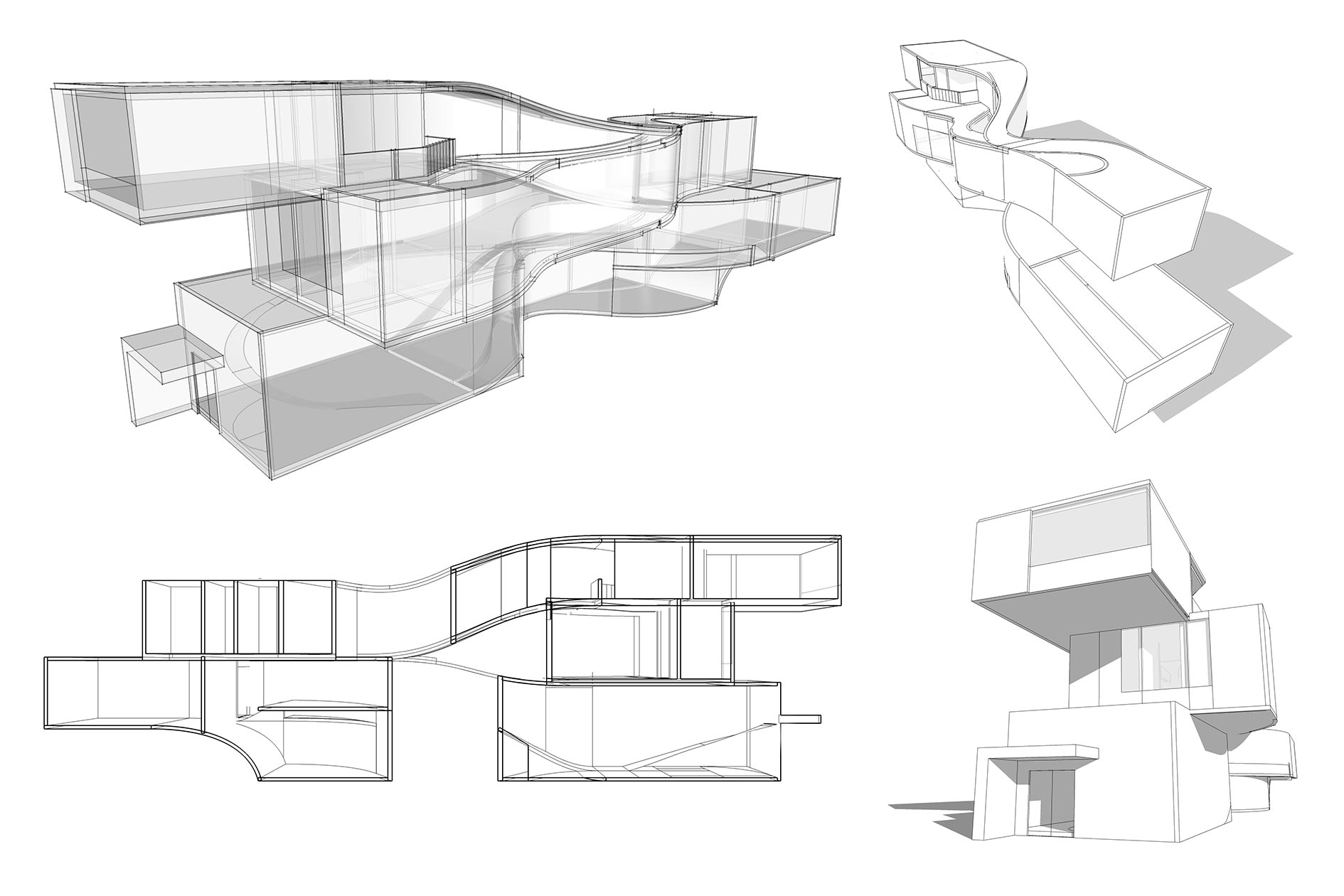 Collage of different views of the 3D model of Mitsume Dori
